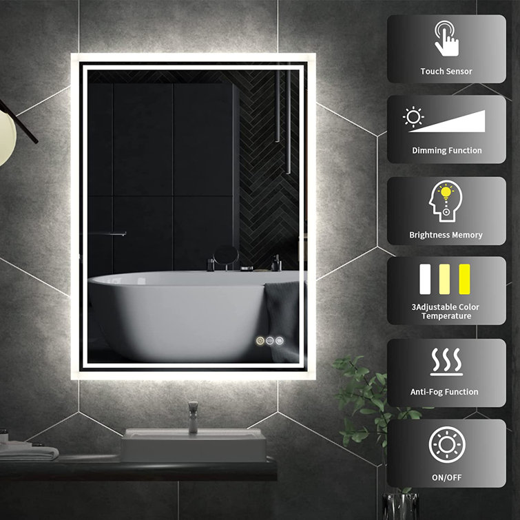 Ivy Bronx Backlit LED Bathroom Vanity Mirror Anti-Fog | Wayfair.co.uk